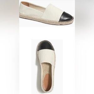 J Crew Women’s Flat Espadrille Slip On Cream Black Shoe Style# AO016